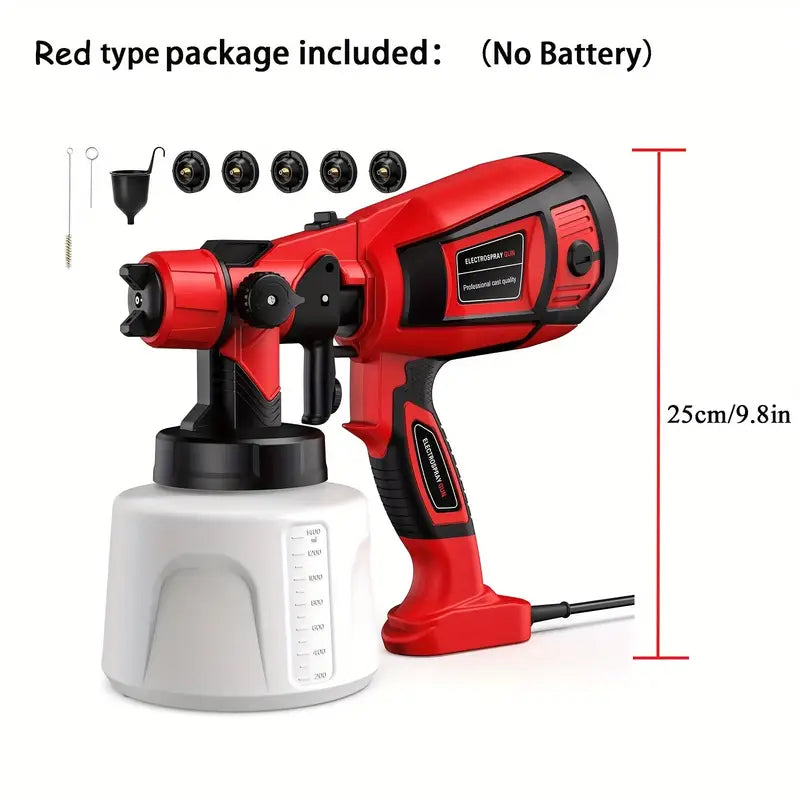 High Pressure Paint Sprayer Electric Airless HVLP Spray Gun, 3 Spray Patterns, Electric Paint Sprayer 27.05oz Container, Easy to Clean for House Painting,