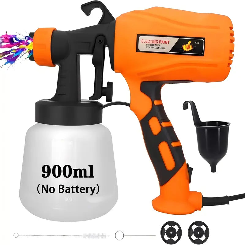 High Pressure Paint Sprayer Electric Airless HVLP Spray Gun, 3 Spray Patterns, Electric Paint Sprayer 27.05oz Container, Easy to Clean for House Painting,